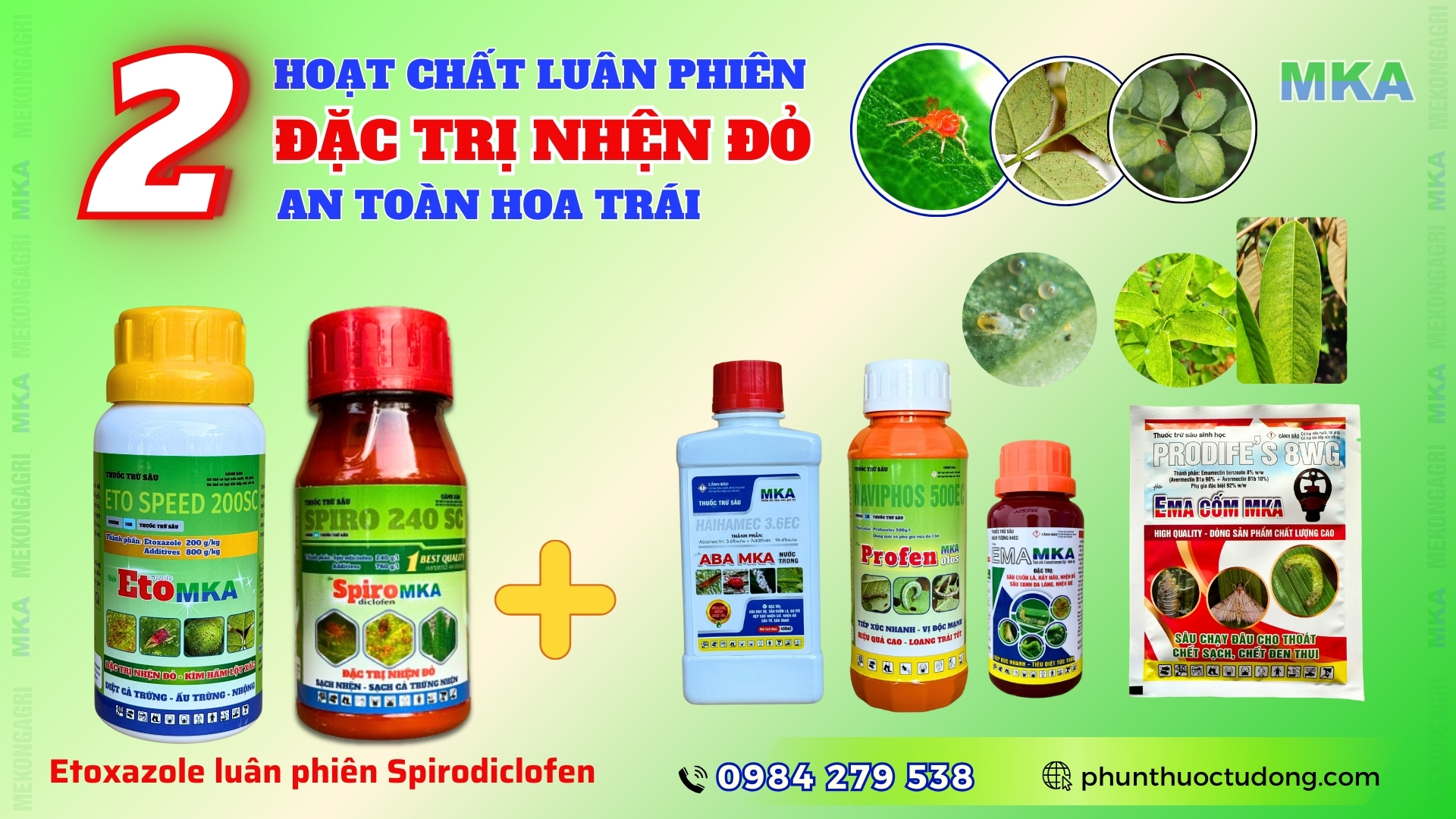 Phun thuốc tự động, Etoxazole và spirodiclofen luân phiên đặc trị nhện đỏ an toàn hoa trái của MekongagrPhun thuốc tự động, Etoxazole và spirodiclofen luân phiên đặc trị nhện đỏ an toàn hoa trái của Mekongagr